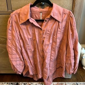 Free People Pink button up